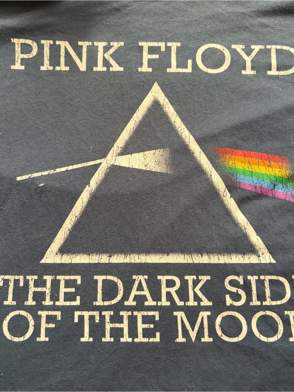 Pink Floyd Black Tee with Prism Rainbow Graphic